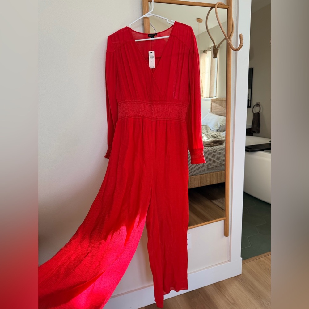 Anthropologie Current Air Red Jumpsuit